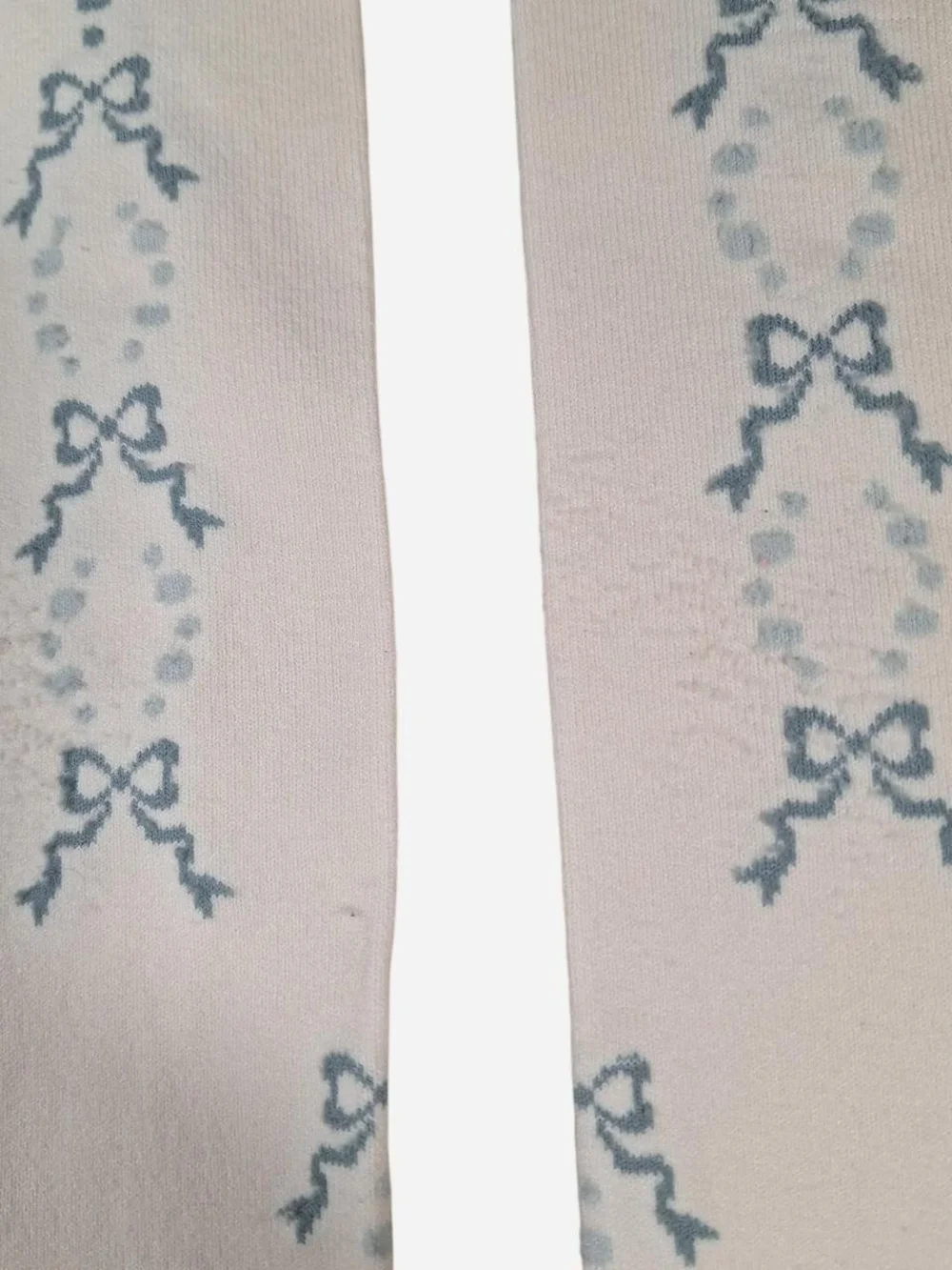 Innocent World Ivory Blue Bow & Dot Garland OTK Socks | Classic Lolita